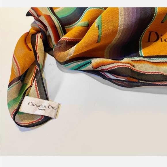 NWB Christian Dior 2000’s Silk Scarf Carre Aztec Multicolor Vintage - Picture 2 of 6